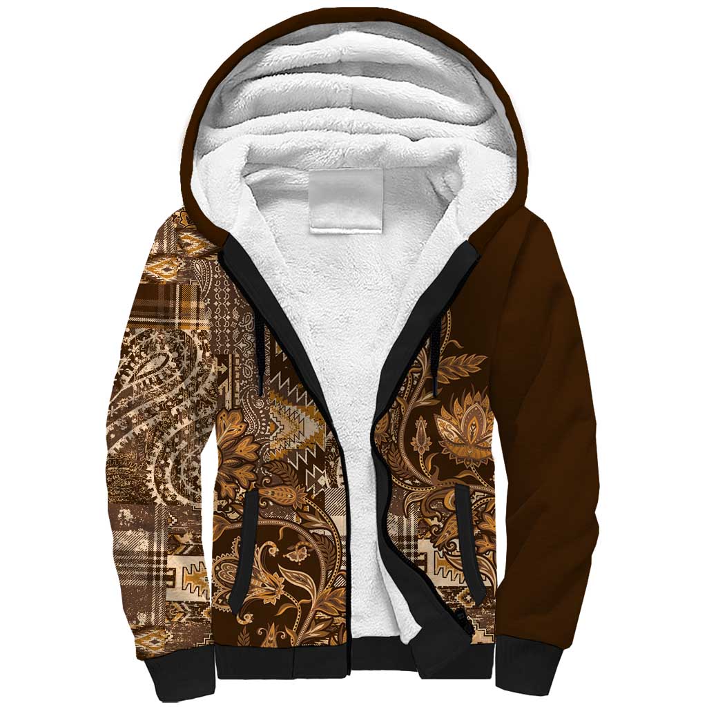 Africa Floral mix Maasai Shuka Sherpa Hoodie Gold Moitf - Wonder Print Shop