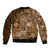 Africa Floral mix Maasai Shuka Sleeve Zip Bomber Jacket Gold Moitf - Wonder Print Shop