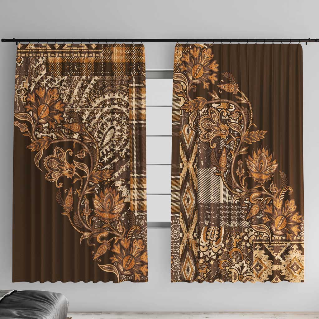 Africa Floral mix Maasai Shuka Window Curtain Gold Moitf - Wonder Print Shop