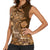 Africa Floral mix Maasai Shuka Women Sleeveless Polo Shirt Gold Moitf - Wonder Print Shop