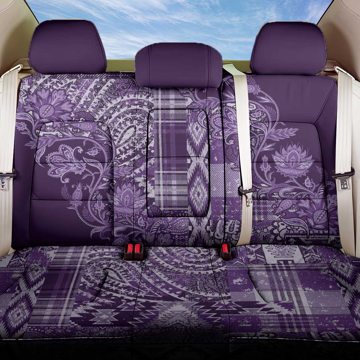 Africa Floral mix Maasai Shuka Back Car Seat Cover Purple Moitf LT9 - Wonder Print Shop