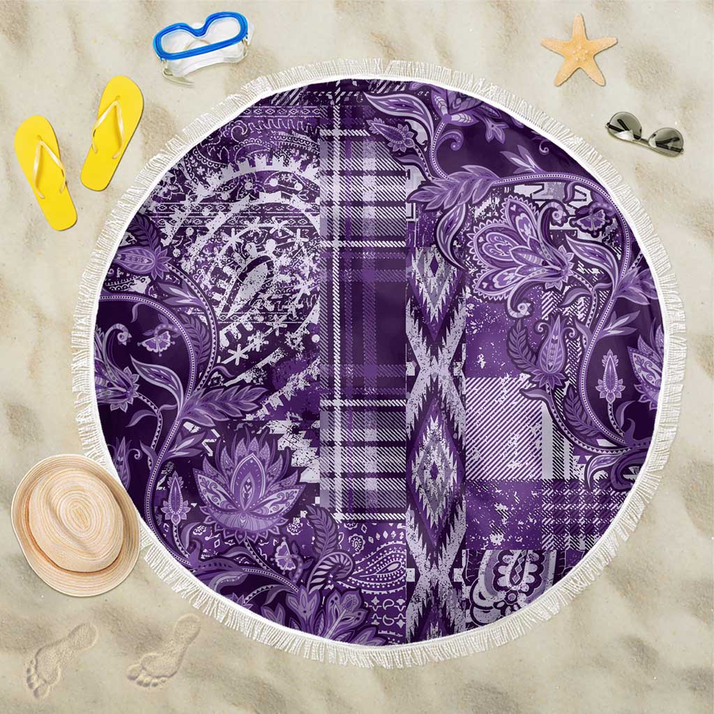 Africa Floral mix Maasai Shuka Beach Blanket Purple Moitf LT9 - Wonder Print Shop