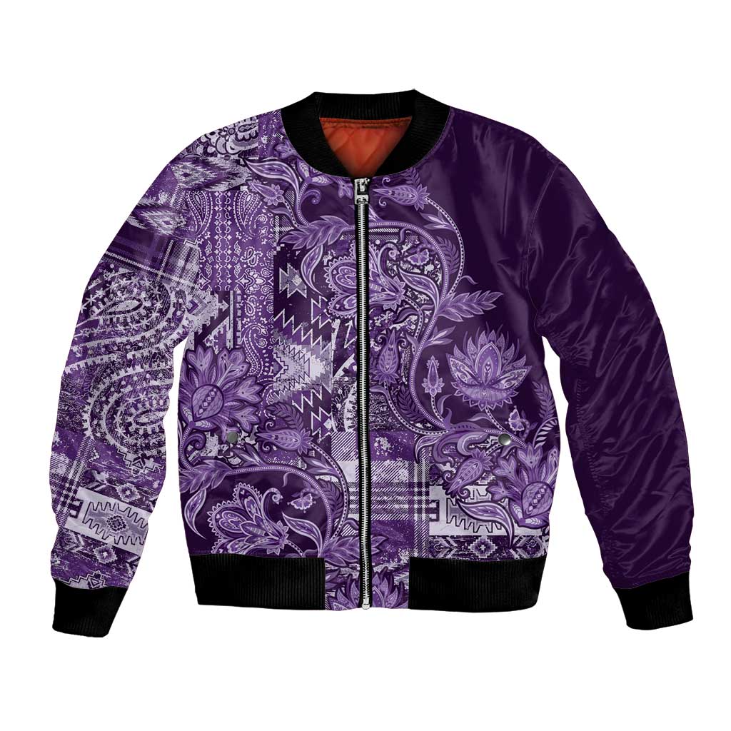 Africa Floral mix Maasai Shuka Bomber Jacket Purple Moitf LT9 - Wonder Print Shop