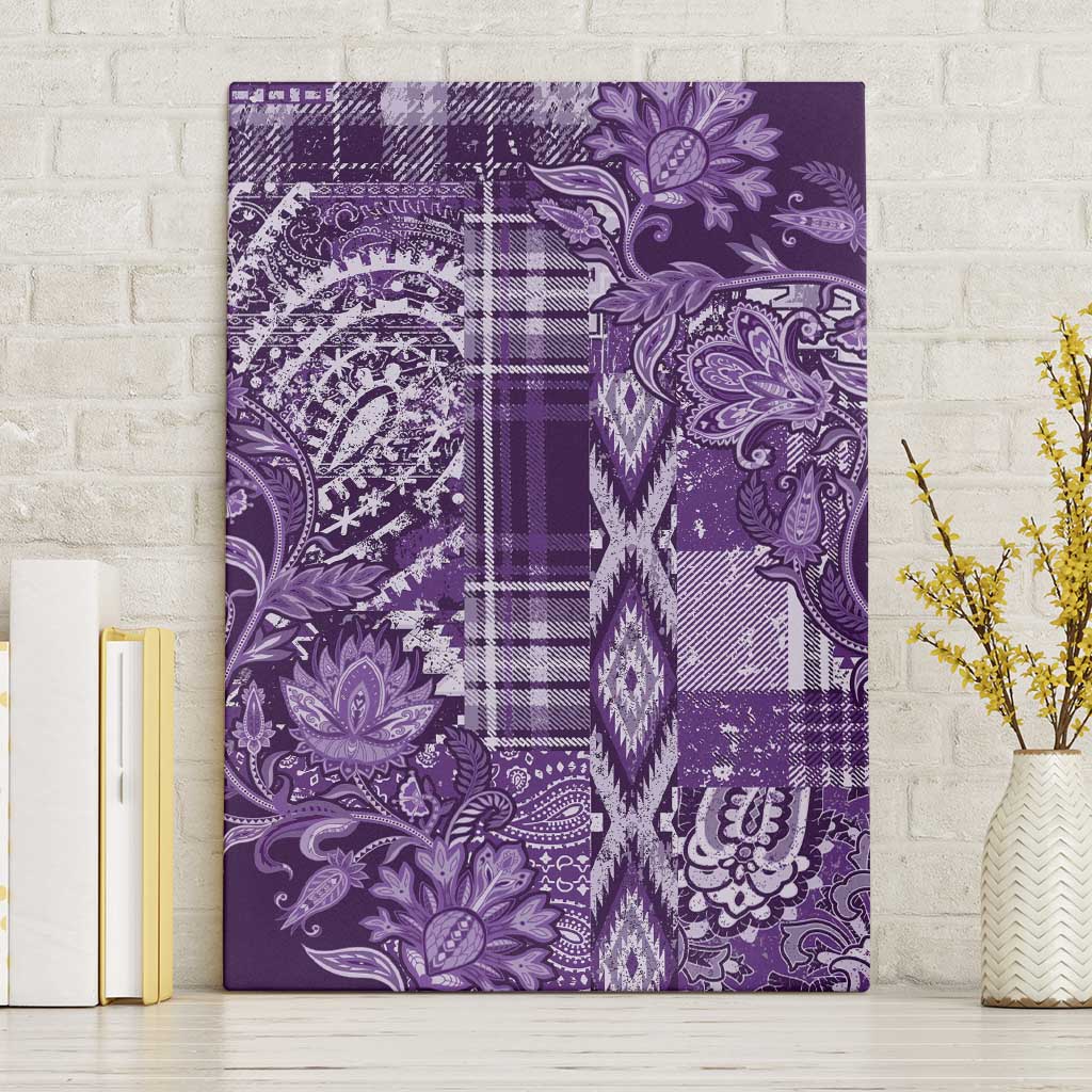 Africa Floral mix Maasai Shuka Canvas Wall Art Purple Moitf LT9 - Wonder Print Shop