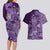 Africa Floral mix Maasai Shuka Couples Matching Long Sleeve Bodycon Dress and Hawaiian Shirt Purple Moitf LT9 - Wonder Print Shop