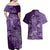 Africa Floral mix Maasai Shuka Couples Matching Off Shoulder Maxi Dress and Hawaiian Shirt Purple Moitf LT9 - Wonder Print Shop