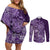 Africa Floral mix Maasai Shuka Couples Matching Off Shoulder Short Dress and Long Sleeve Button Shirt Purple Moitf LT9 - Wonder Print Shop