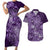 Africa Floral mix Maasai Shuka Couples Matching Short Sleeve Bodycon Dress and Hawaiian Shirt Purple Moitf LT9 - Wonder Print Shop