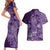 Africa Floral mix Maasai Shuka Couples Matching Short Sleeve Bodycon Dress and Hawaiian Shirt Purple Moitf LT9 - Wonder Print Shop