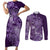 Africa Floral mix Maasai Shuka Couples Matching Short Sleeve Bodycon Dress and Long Sleeve Button Shirt Purple Moitf LT9 - Wonder Print Shop