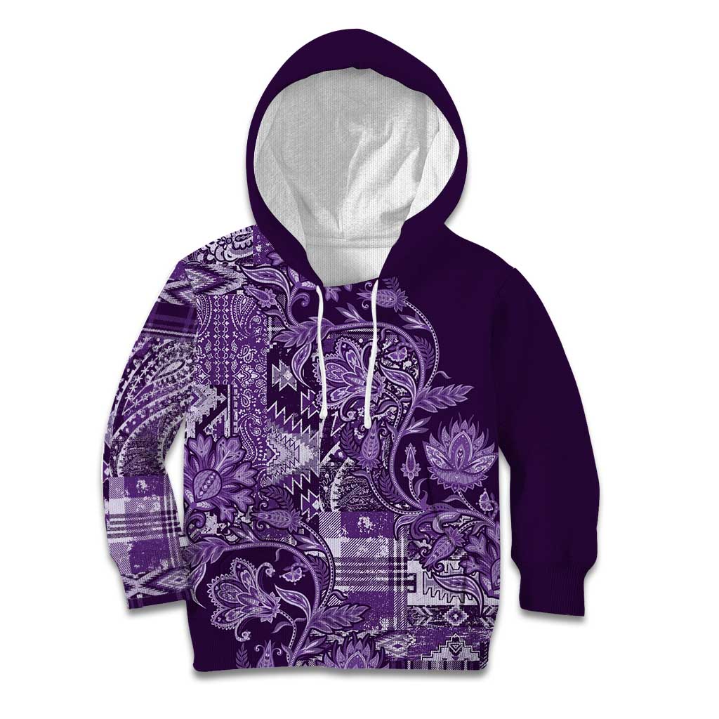 Africa Floral mix Maasai Shuka Kid Hoodie Purple Moitf - Wonder Print Shop