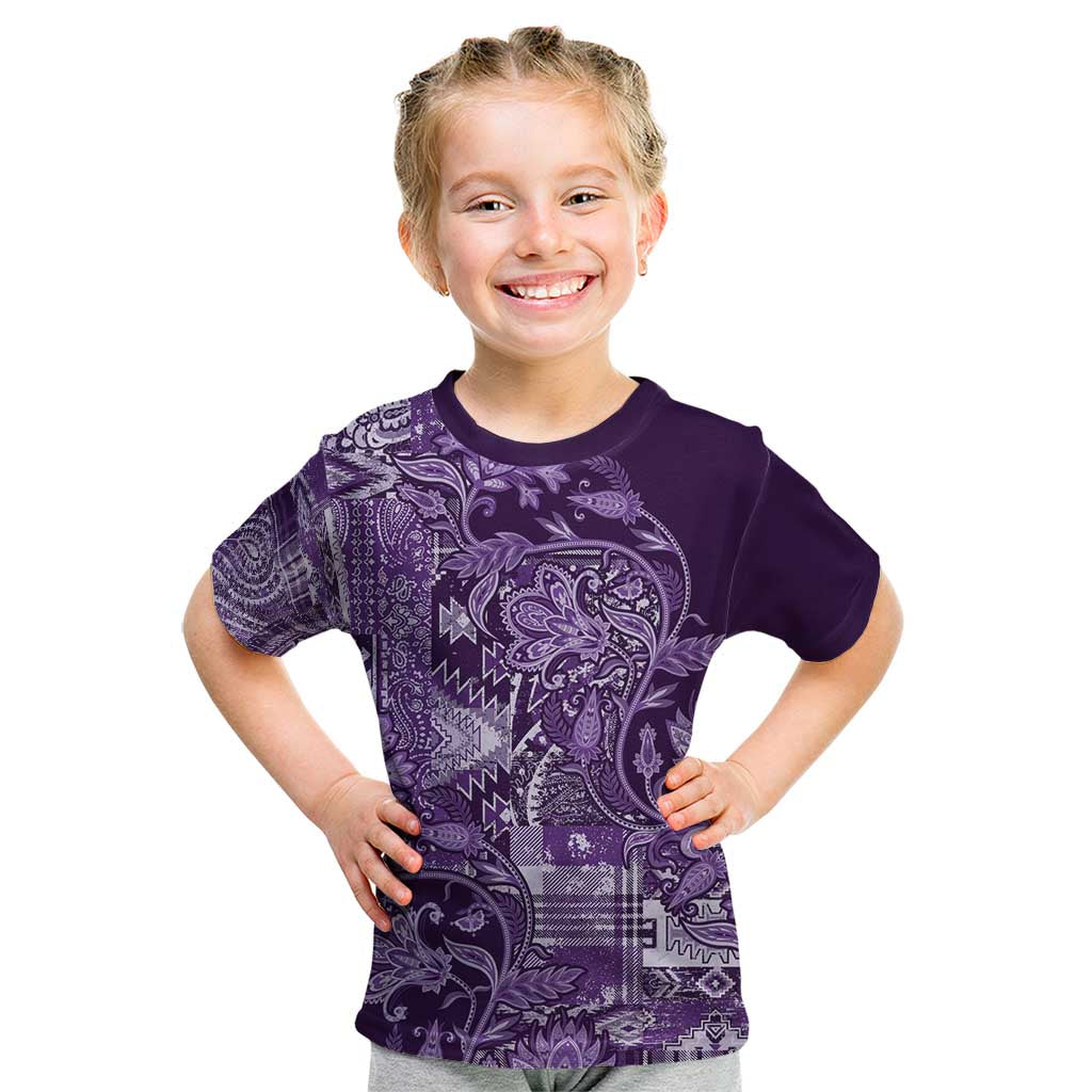 Africa Floral mix Maasai Shuka Kid T Shirt Purple Moitf - Wonder Print Shop