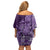 Africa Floral mix Maasai Shuka Off Shoulder Short Dress Purple Moitf - Wonder Print Shop