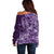 Africa Floral mix Maasai Shuka Off Shoulder Sweater Purple Moitf - Wonder Print Shop