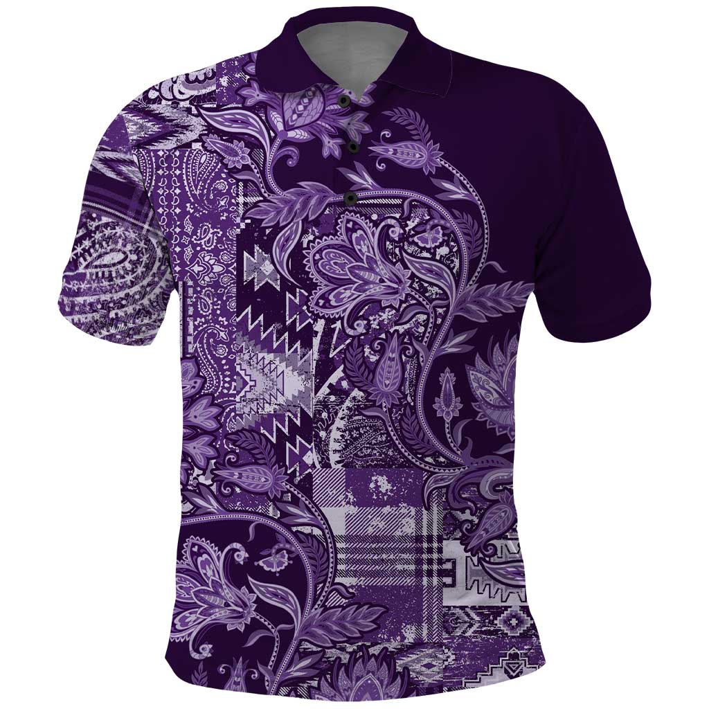 Africa Floral mix Maasai Shuka Polo Shirt Purple Moitf - Wonder Print Shop