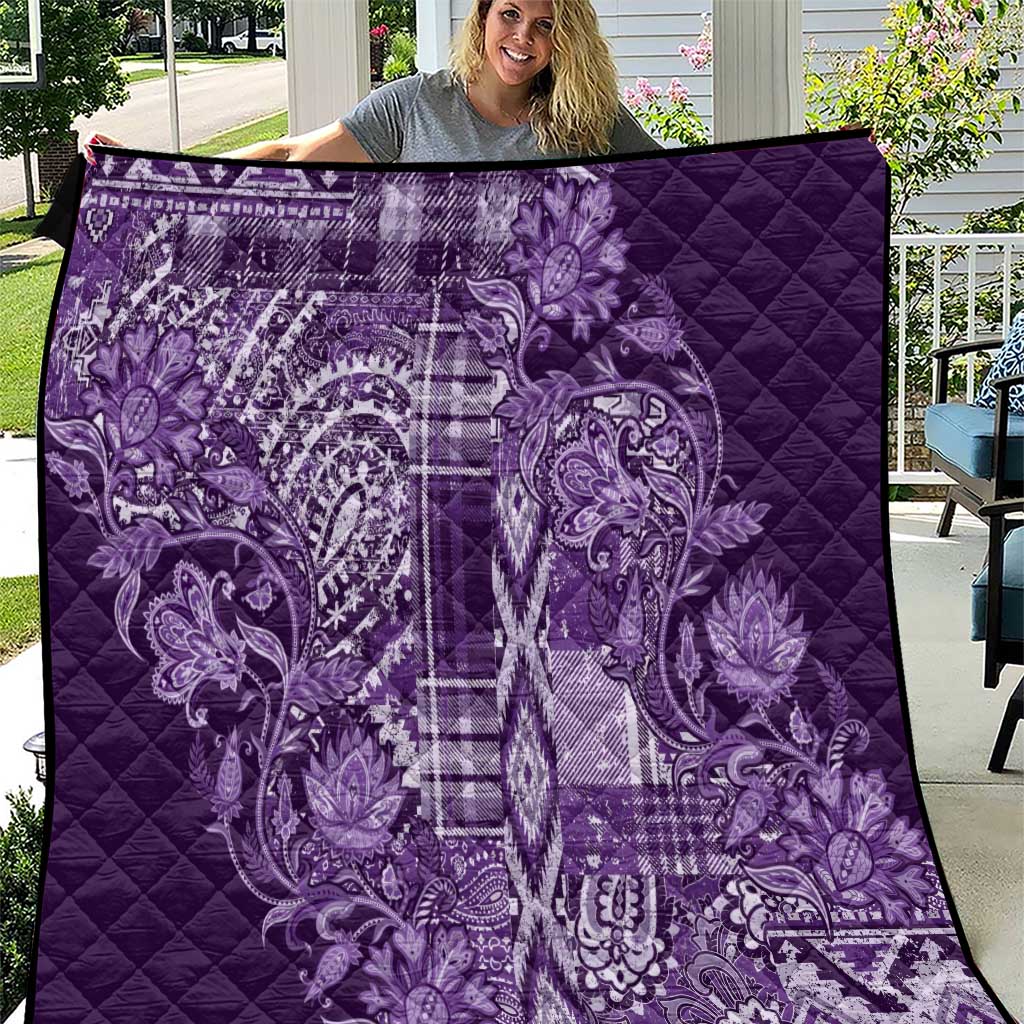 Africa Floral mix Maasai Shuka Quilt Purple Moitf