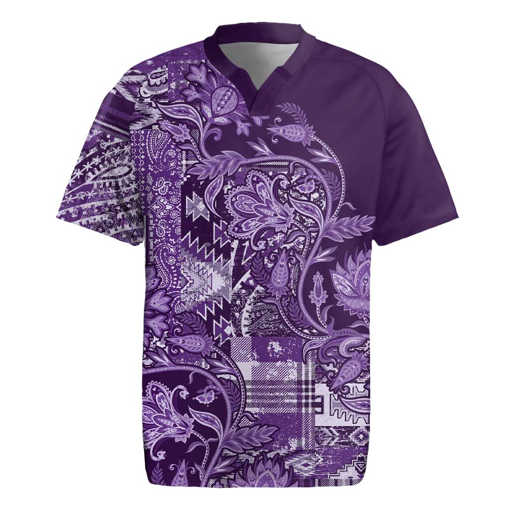 Africa Floral mix Maasai Shuka Rugby Jersey Purple Moitf