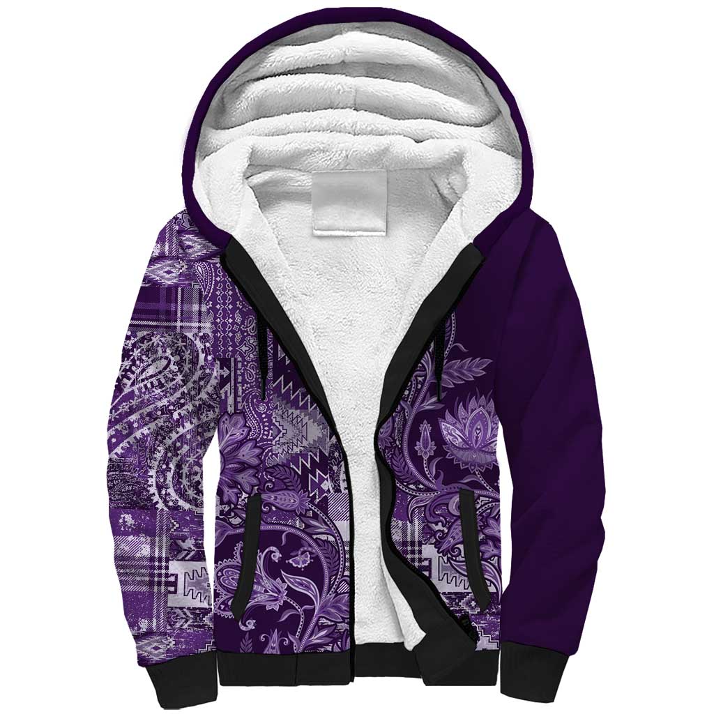 Africa Floral mix Maasai Shuka Sherpa Hoodie Purple Moitf - Wonder Print Shop