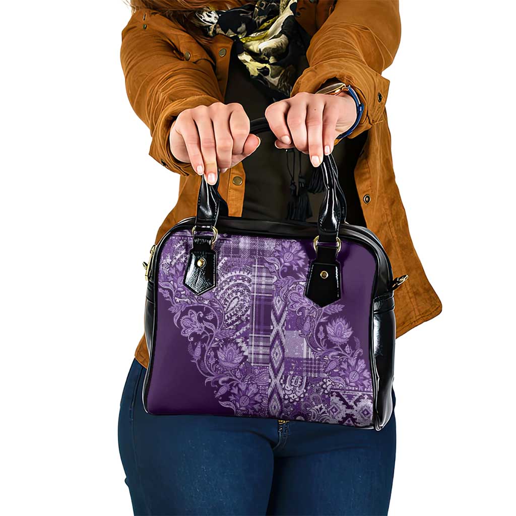 Africa Floral mix Maasai Shuka Shoulder Handbag Purple Moitf