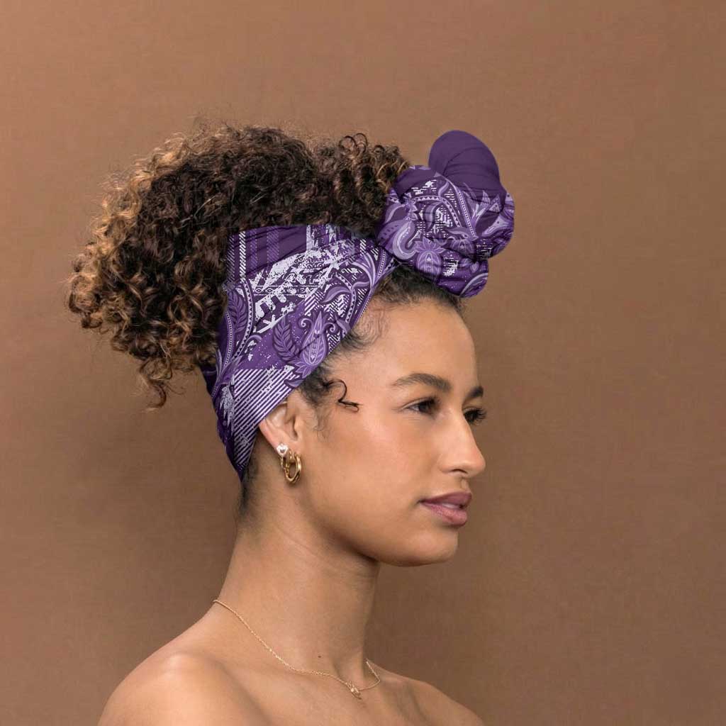 Africa Floral mix Maasai Shuka Simple Headwrap Purple Moitf