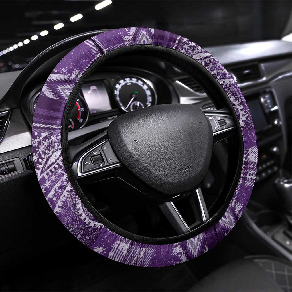 Africa Floral mix Maasai Shuka Steering Wheel Cover Purple Moitf - Wonder Print Shop