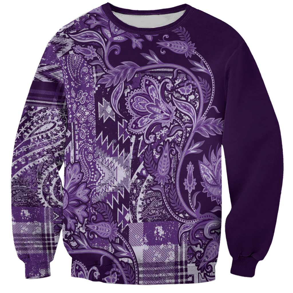 Africa Floral mix Maasai Shuka Sweatshirt Purple Moitf - Wonder Print Shop