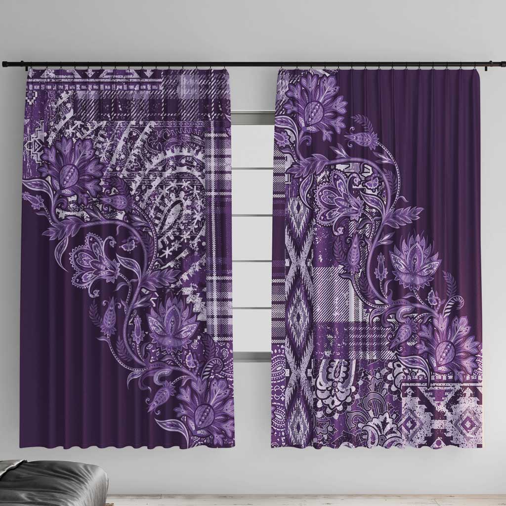 Africa Floral mix Maasai Shuka Window Curtain Purple Moitf - Wonder Print Shop