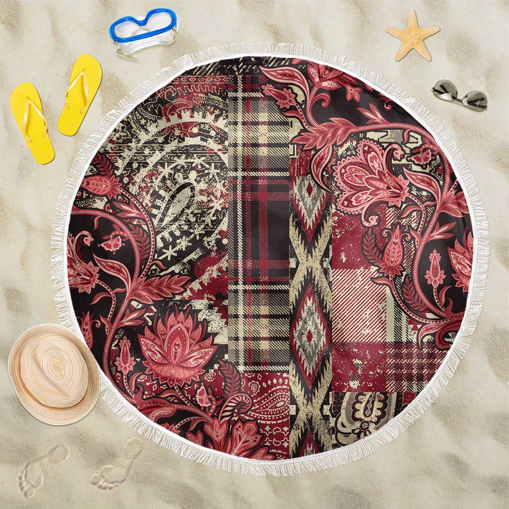 Africa Floral mix Maasai Shuka Beach Blanket Red Moitf LT9 - Wonder Print Shop