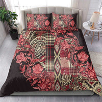 Red floral paisley Maasai shuka bedding set with two pillow covers and duvet cover