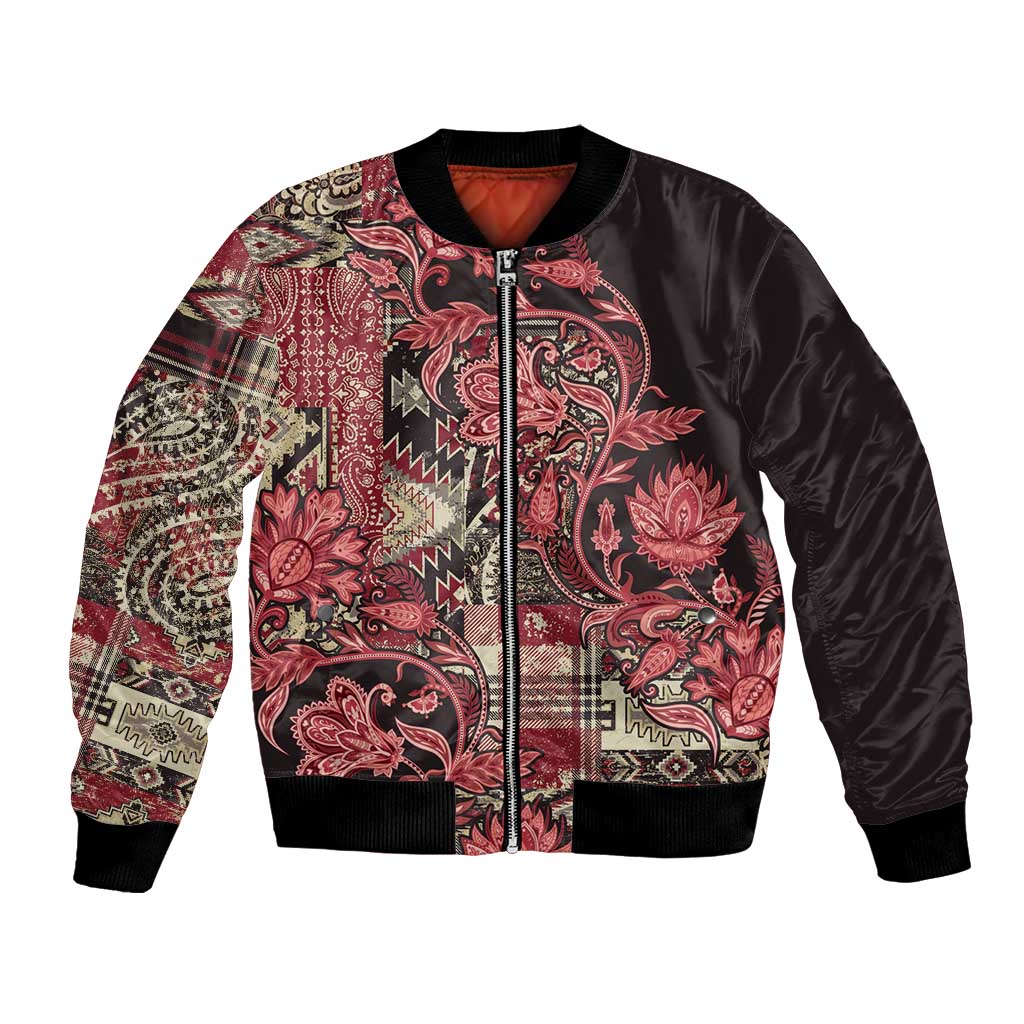 Africa Floral mix Maasai Shuka Bomber Jacket Red Moitf LT9 - Wonder Print Shop