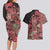 Africa Floral mix Maasai Shuka Couples Matching Long Sleeve Bodycon Dress and Hawaiian Shirt Red Moitf LT9 - Wonder Print Shop