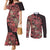 Africa Floral mix Maasai Shuka Couples Matching Mermaid Dress and Long Sleeve Button Shirt Red Moitf