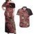 Africa Floral mix Maasai Shuka Couples Matching Off Shoulder Maxi Dress and Hawaiian Shirt Red Moitf LT9 - Wonder Print Shop