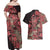 Africa Floral mix Maasai Shuka Couples Matching Off Shoulder Maxi Dress and Hawaiian Shirt Red Moitf LT9 - Wonder Print Shop