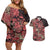 Africa Floral mix Maasai Shuka Couples Matching Off Shoulder Short Dress and Hawaiian Shirt Red Moitf LT9 - Wonder Print Shop