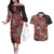 Africa Floral mix Maasai Shuka Couples Matching Off The Shoulder Long Sleeve Dress and Hawaiian Shirt Red Moitf LT9 - Wonder Print Shop