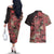 Africa Floral mix Maasai Shuka Couples Matching Off The Shoulder Long Sleeve Dress and Hawaiian Shirt Red Moitf LT9 - Wonder Print Shop