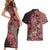 Africa Floral mix Maasai Shuka Couples Matching Short Sleeve Bodycon Dress and Hawaiian Shirt Red Moitf LT9 - Wonder Print Shop