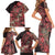 Africa Floral mix Maasai Shuka Family Matching Short Sleeve Bodycon Dress and Hawaiian Shirt Red Moitf - Wonder Print Shop