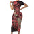 Africa Floral mix Maasai Shuka Family Matching Short Sleeve Bodycon Dress and Hawaiian Shirt Red Moitf - Wonder Print Shop