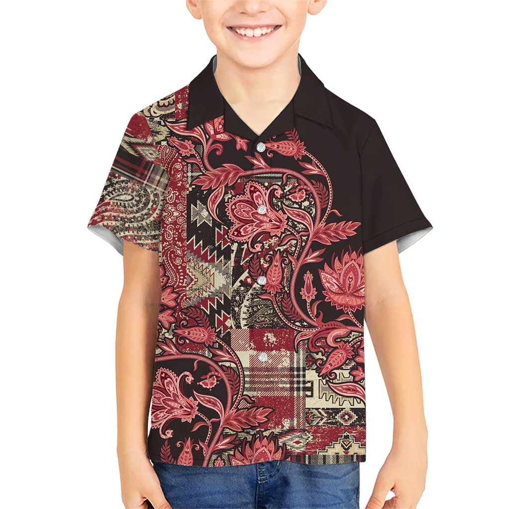 Africa Floral mix Maasai Shuka Kid Hawaiian Shirt Red Moitf - Wonder Print Shop