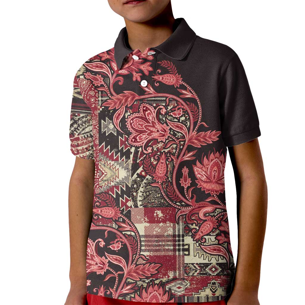 Africa Floral mix Maasai Shuka Kid Polo Shirt Red Moitf - Wonder Print Shop