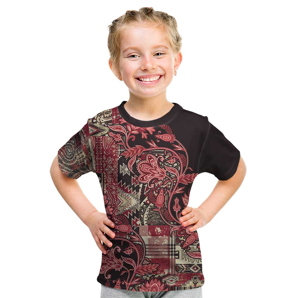 Africa Floral mix Maasai Shuka Kid T Shirt Red Moitf - Wonder Print Shop