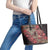 Africa Floral mix Maasai Shuka Leather Tote Bag Red Moitf - Wonder Print Shop