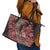 Africa Floral mix Maasai Shuka Leather Tote Bag Red Moitf - Wonder Print Shop