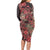 Africa Floral mix Maasai Shuka Long Sleeve Bodycon Dress Red Moitf - Wonder Print Shop