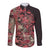 Africa Floral mix Maasai Shuka Long Sleeve Button Shirt Red Moitf - Wonder Print Shop