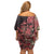 Africa Floral mix Maasai Shuka Off Shoulder Short Dress Red Moitf - Wonder Print Shop