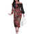 Africa Floral mix Maasai Shuka Off The Shoulder Long Sleeve Dress Red Moitf - Wonder Print Shop