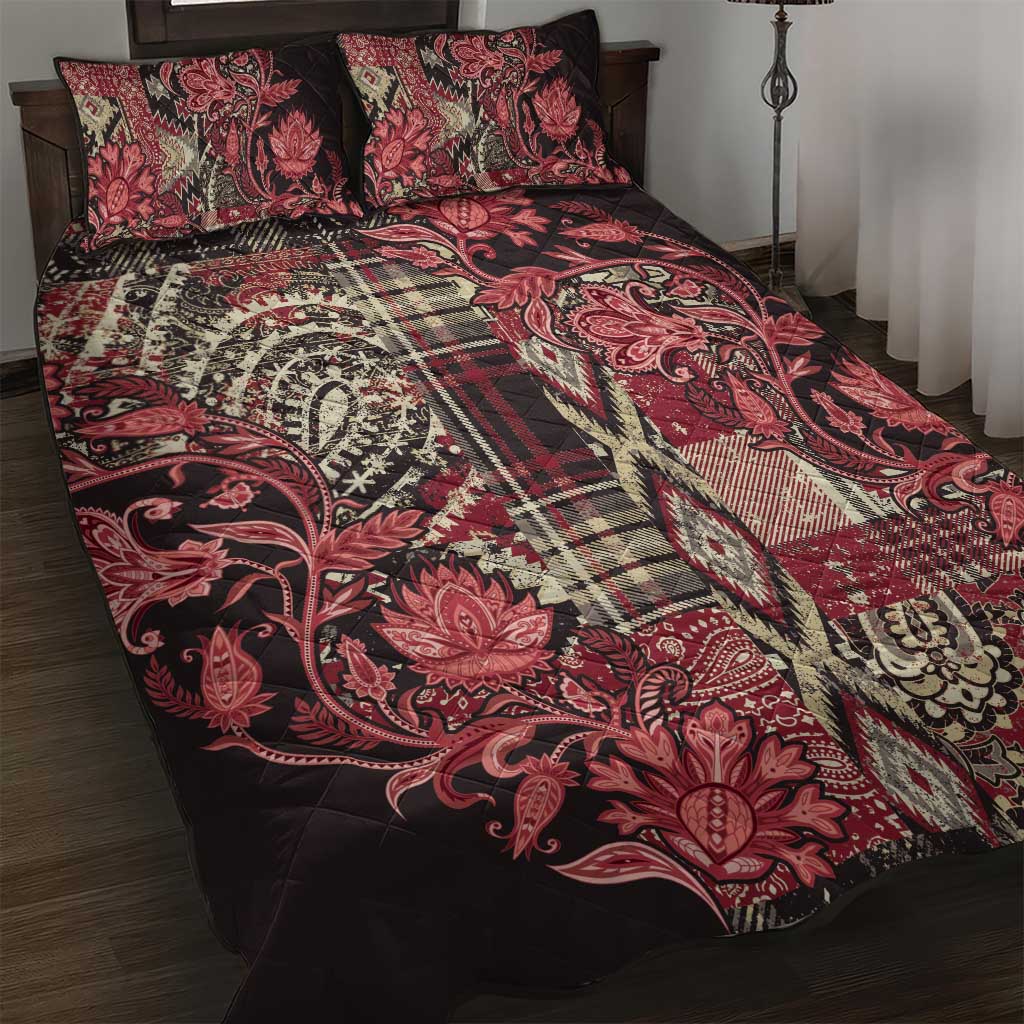 Africa Floral mix Maasai Shuka Quilt Bed Set Red Moitf - Wonder Print Shop